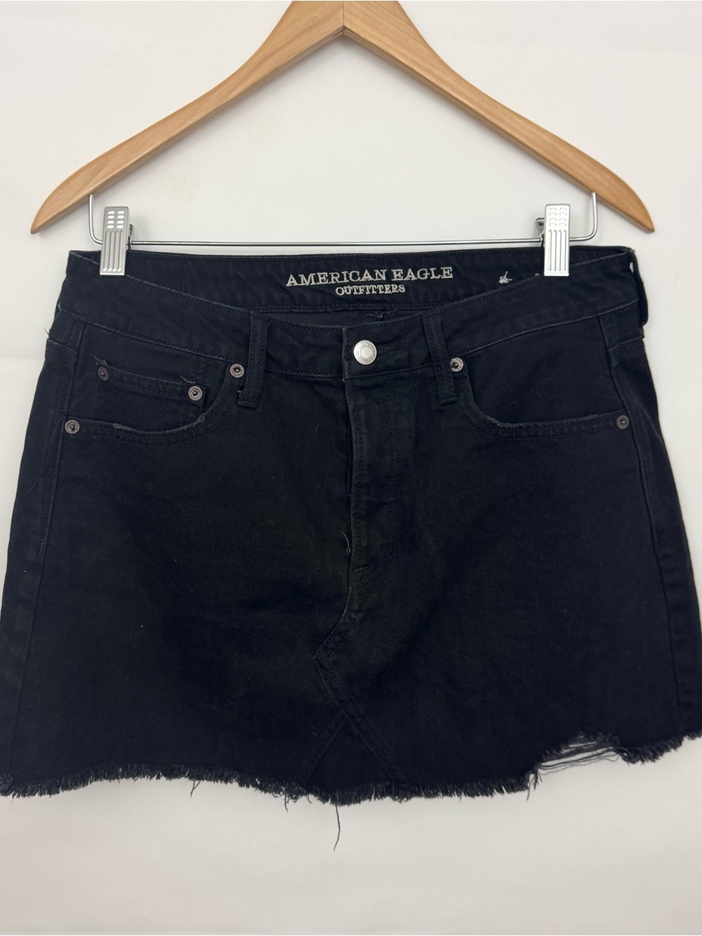American Eagle AEO Skirt Womens 10 Black Button Front Short Cutoff Mini